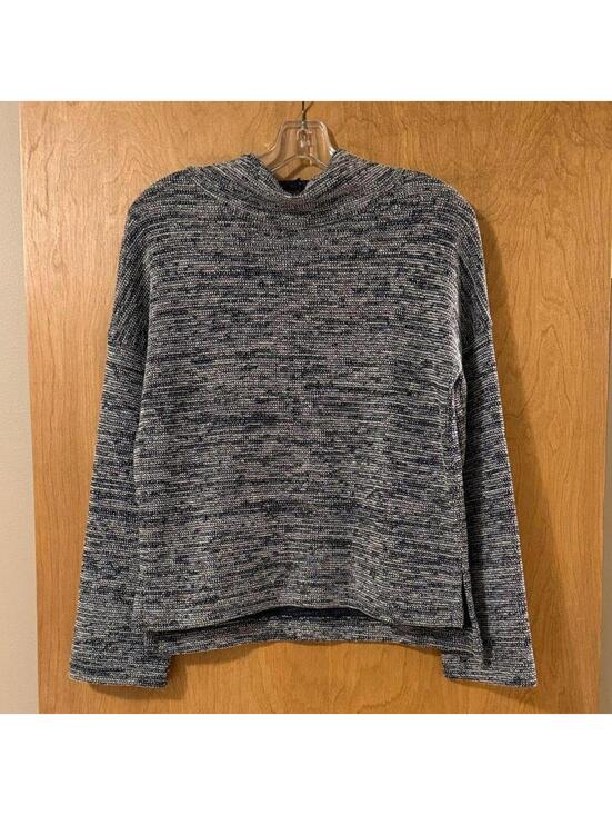 Madewell Sweaters - Madewell Marled Mockneck Sweater Women's Small Navy Blue White Knit Pullover